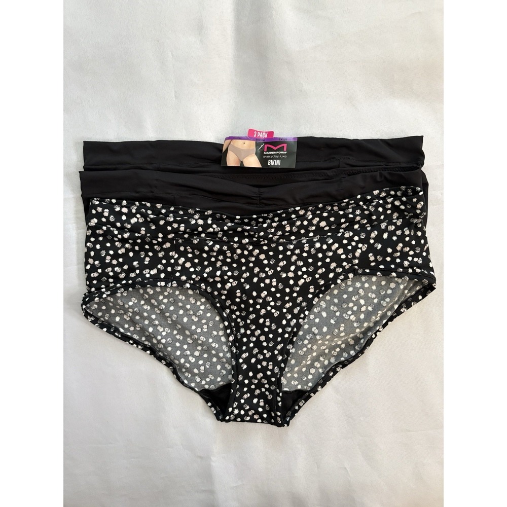 NEW Maidenform Panty Everyday Luxe Bikini 3-Pack Size 2Xlarge DM3TBK Multicolor